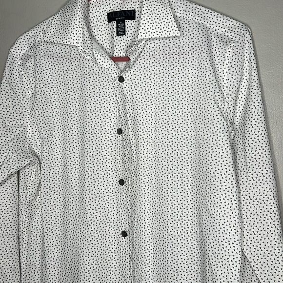 Alfani, white and gray printed long sleeve button down shirt new with tags - Picture 7 of 12
